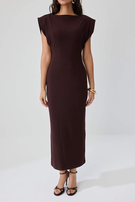 TRENDYOLMİLLA Damen Braun Einfarbig Maxi Ärmellos Casual Bodycon Kleider - Image 2