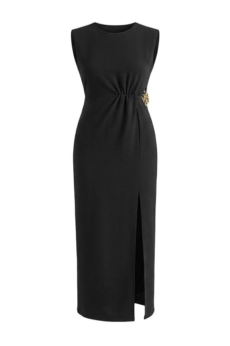 Trendyol Curve Damen Schwarz Einfarbig Maxi Ärmellos Party A-Linie Große Größen Kleid - Image 3