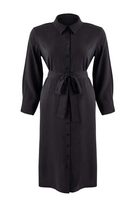 Trendyol Curve Damen Schwarz Einfarbig Maxi Lang Casual Gerade Große Größen Kleid - Image 5