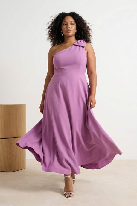 Trendyol Curve Damen Rosa Einfarbig Maxi Ärmellos Elegant/Abend A-Linie Große Größen Kleid - Image 5