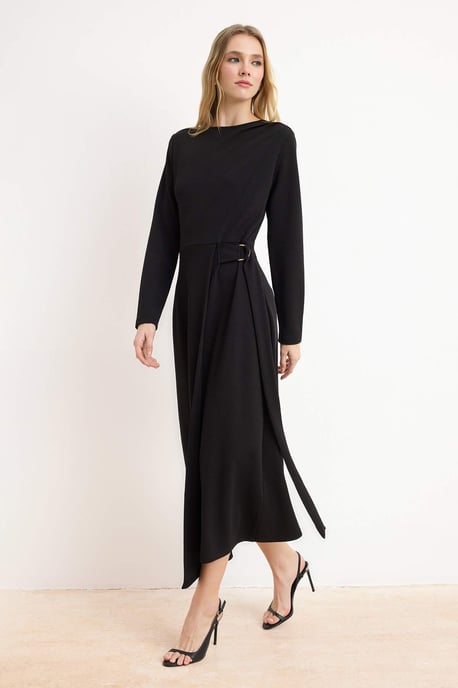 Trendyol Modest Damen Schwarz Einfarbig Maxi Lang Business A-Linie Modest Kleider - Image 1