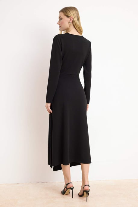 Trendyol Modest Damen Schwarz Einfarbig Maxi Lang Business A-Linie Modest Kleider - Image 3
