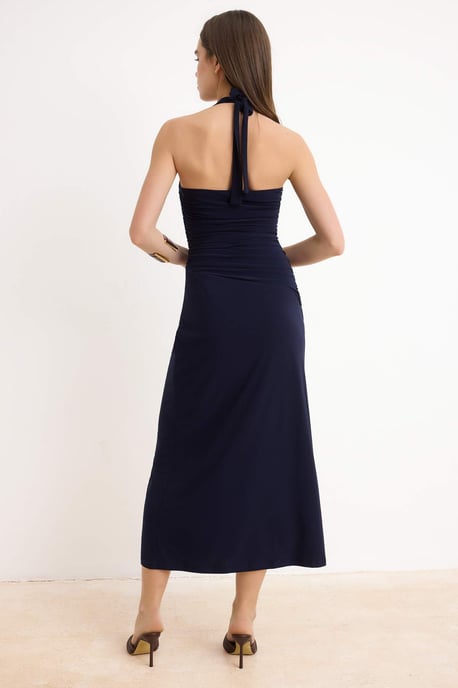 TRENDYOLMİLLA Damen Dunkelblau Einfarbig Maxi Ärmellos Bodycon Kleider - Image 3