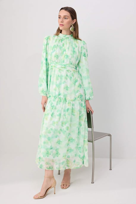 Trendyol Modest Damen Grün Geblümt Maxi Lang Casual Skater Modest Kleider - Image 4