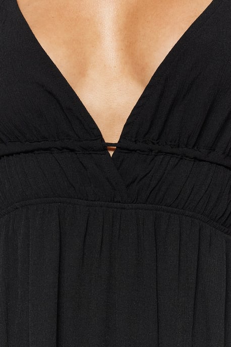 TRENDYOLMİLLA Damen Schwarz Einfarbig Maxi Ärmellos Strandmode A-Linie Strandkleider - Image 3