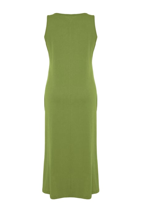 Trendyol Curve Damen Grün Einfarbig Maxi Ärmellos Casual Gerade Große Größen Kleid - Image 3