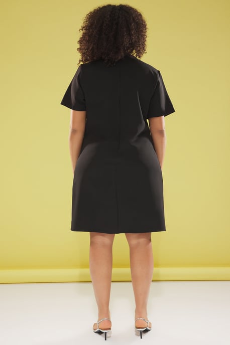 Trendyol Curve Damen Schwarz Einfarbig Midi Kurz Elegant/Abend Gerade Große Größen Kleid - Image 4