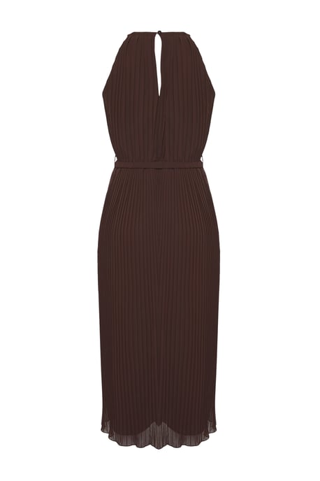 TRENDYOLMİLLA Damen Braun Einfarbig Midi Ärmellos Abend / Alltag Gerade Kleider - Image 5