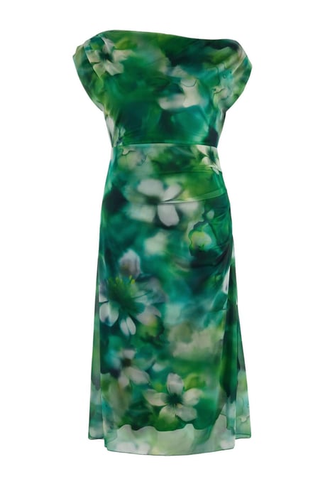 Trendyol Curve Damen Grün Geblümt Midi Ärmellos Casual A-Linie Große Größen Kleid - Image 1