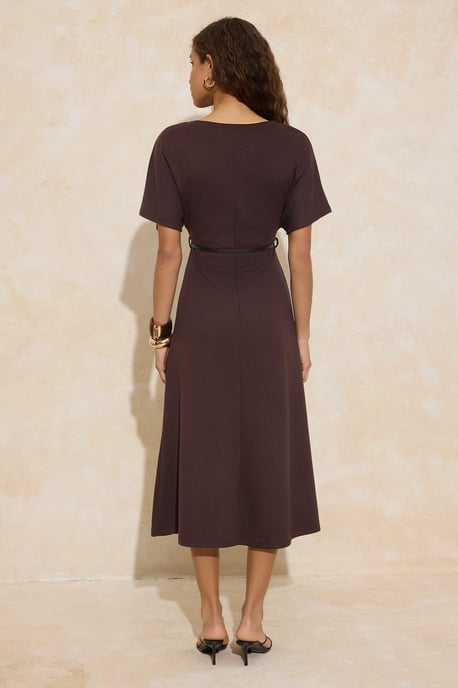 TRENDYOLMİLLA Damen Braun Einfarbig Midi Kurz Business A-Linie Kleider - Image 3