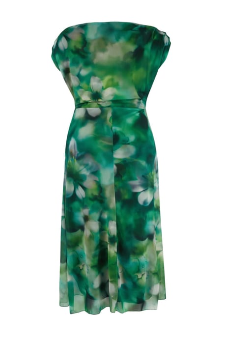 Trendyol Curve Damen Grün Geblümt Midi Ärmellos Casual A-Linie Große Größen Kleid - Image 2