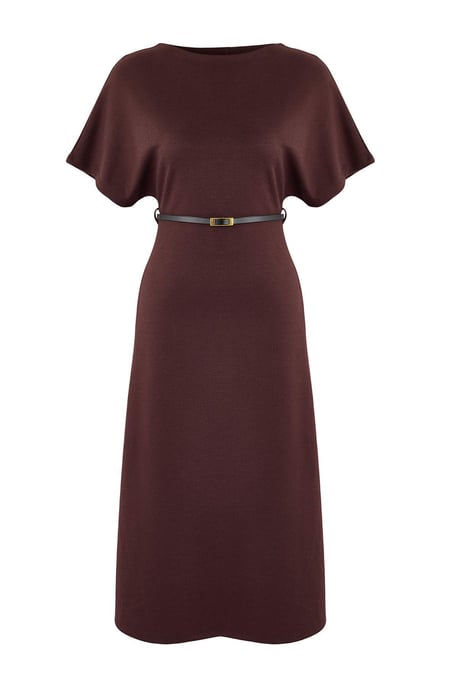 TRENDYOLMİLLA Damen Braun Einfarbig Midi Kurz Business A-Linie Kleider - Image 4