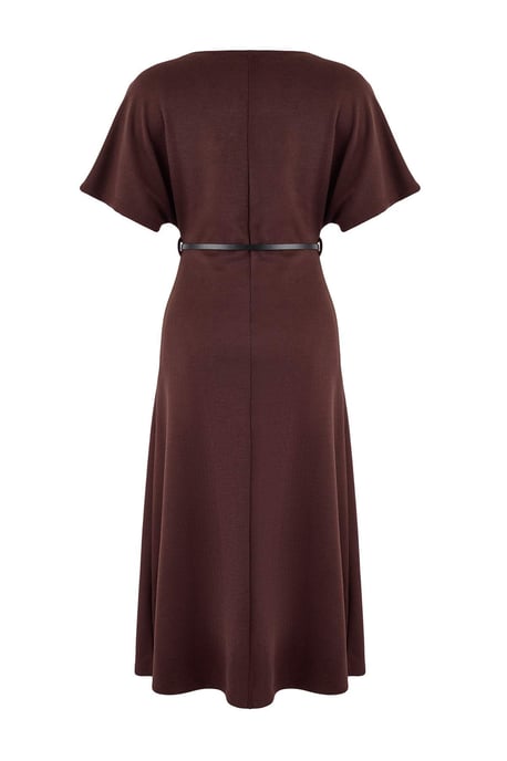 TRENDYOLMİLLA Damen Braun Einfarbig Midi Kurz Business A-Linie Kleider - Image 5