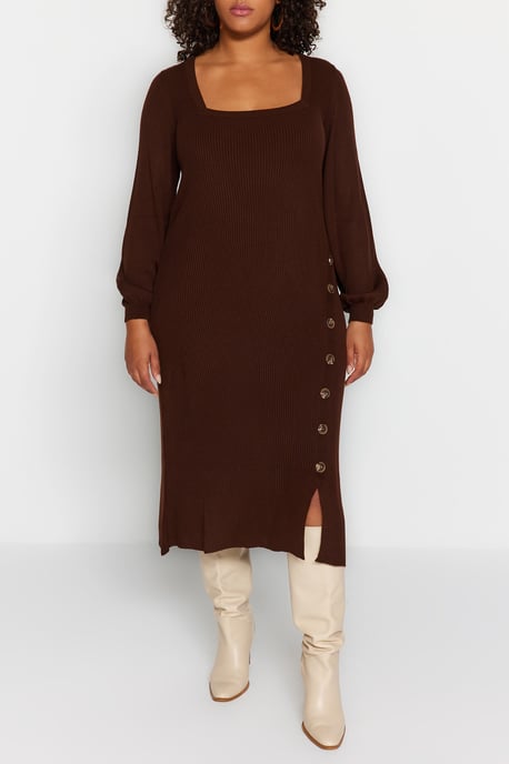 Trendyol Curve Braunes Midi-bodycon-Kleid, leger - Braun - Image 2