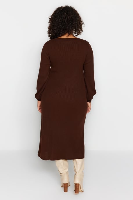 Trendyol Curve Braunes Midi-bodycon-Kleid, leger - Braun - Image 4