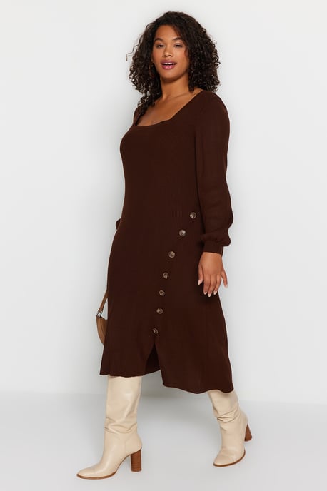 Trendyol Curve Braunes Midi-bodycon-Kleid, leger - Braun - Image 6