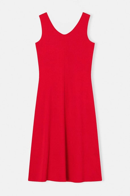 Trendyol Curve Damen Rot Einfarbig Midi Ärmellos Casual A-Linie Große Größen Kleid - Image 3