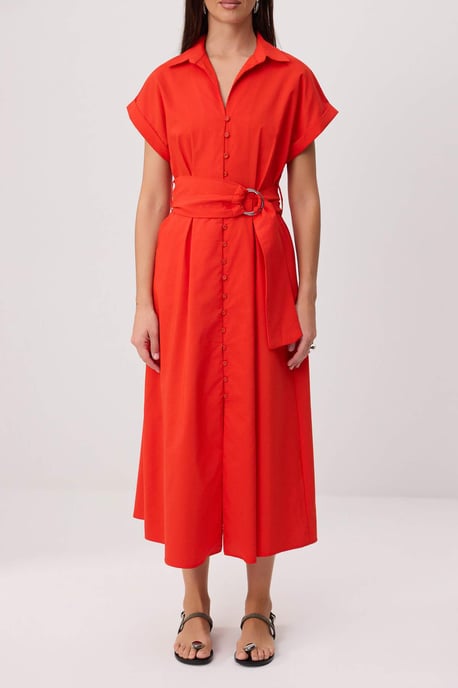 TRENDYOLMİLLA Damen Rot Einfarbig Midi Kurz A-Linie Kleider - Image 2