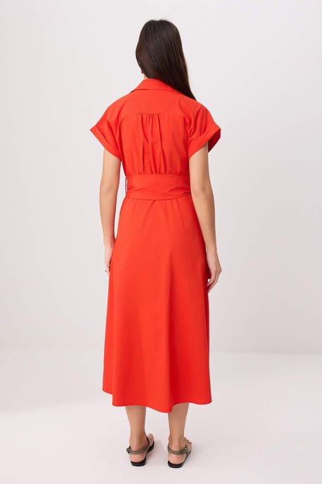 TRENDYOLMİLLA Damen Rot Einfarbig Midi Kurz A-Linie Kleider - Image 3