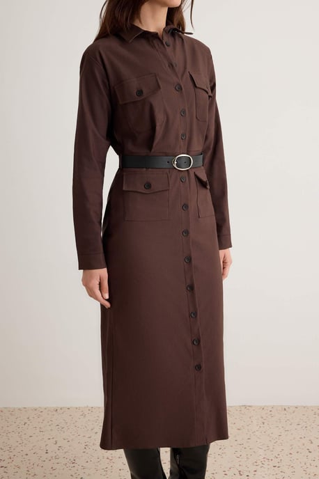 Trendyol Einfarbiges Midikleid, bodycon - Braun - Image 2