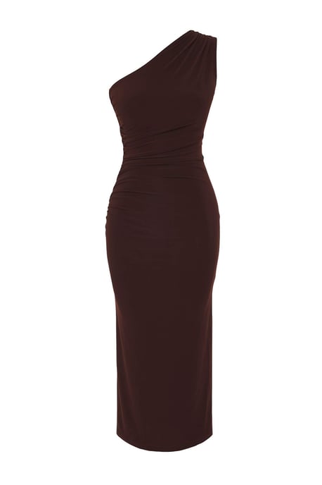 TRENDYOLMİLLA Damen Braun Einfarbig Midi Ärmellos Casual Bodycon Kleider - Image 4