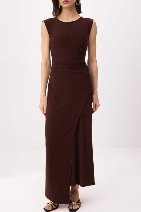 TRENDYOLMİLLA Damen Braun Einfarbig Midi Ärmellos Business A-Linie Kleider - Image 3