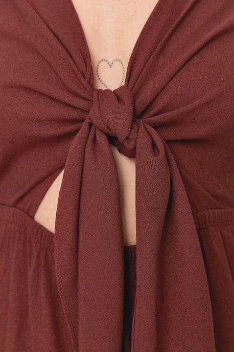 Trendyol Curve Damen Braun Einfarbig Midi 3/4-Arm Casual A-Linie Große Größen Kleid - Image 3