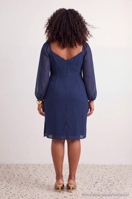 Trendyol Curve Midi-bodyconkleid, einfarbig, große Größen - Grün - Image 3