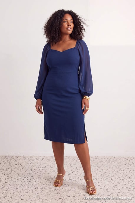 Trendyol Curve Midi-bodyconkleid, einfarbig, große Größen - Grün - Image 6