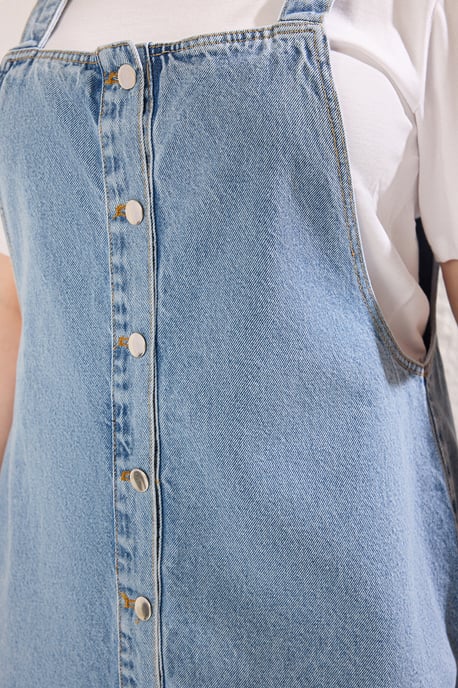 Trendyol Curve Damen Blau Einfarbig Midi Ärmellos Casual Gilet Große Größen Kleid - Image 3