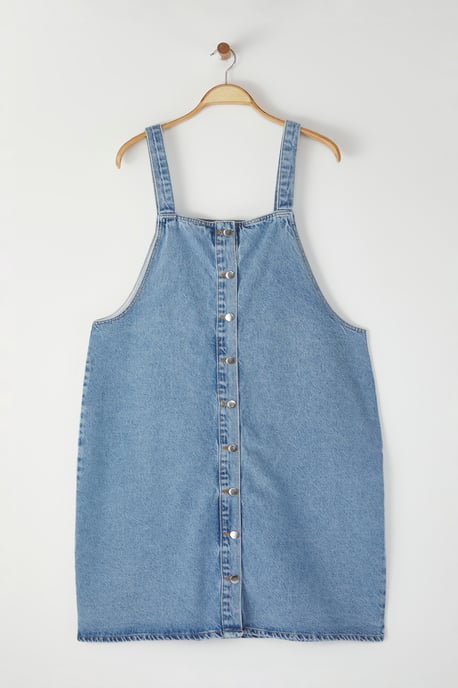 Trendyol Curve Damen Blau Einfarbig Midi Ärmellos Casual Gilet Große Größen Kleid - Image 5