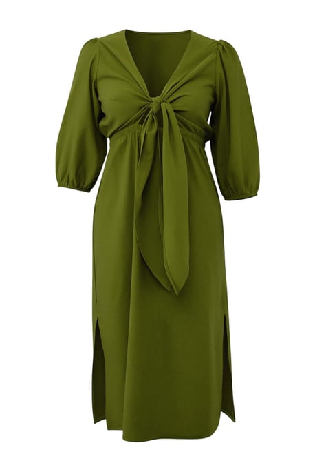Trendyol Curve Damen Grün Einfarbig Midi 3/4-Arm Casual A-Linie Große Größen Kleid - Image 3