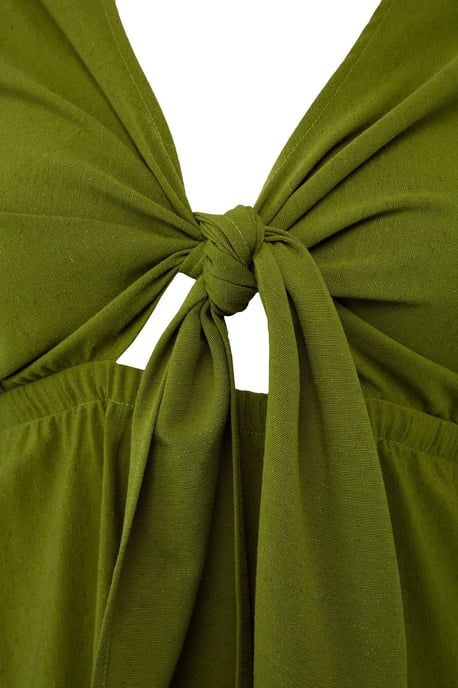 Trendyol Curve Damen Grün Einfarbig Midi 3/4-Arm Casual A-Linie Große Größen Kleid - Image 4