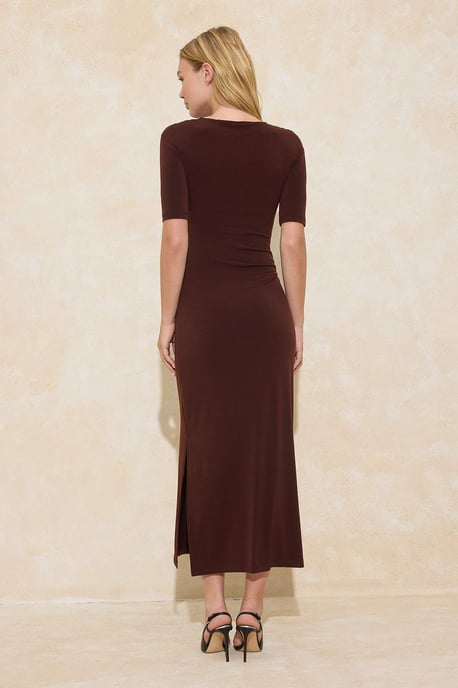 TRENDYOLMİLLA Damen Braun Einfarbig Maxi Kurz Abend / Alltag A-Linie Kleider - Image 3