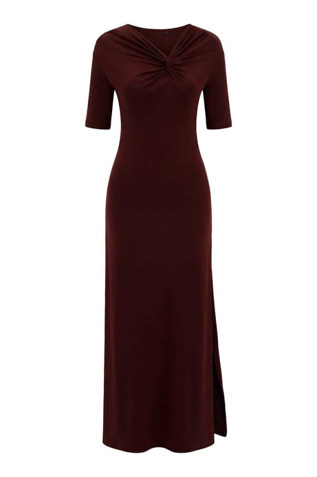 TRENDYOLMİLLA Damen Braun Einfarbig Maxi Kurz Abend / Alltag A-Linie Kleider - Image 4