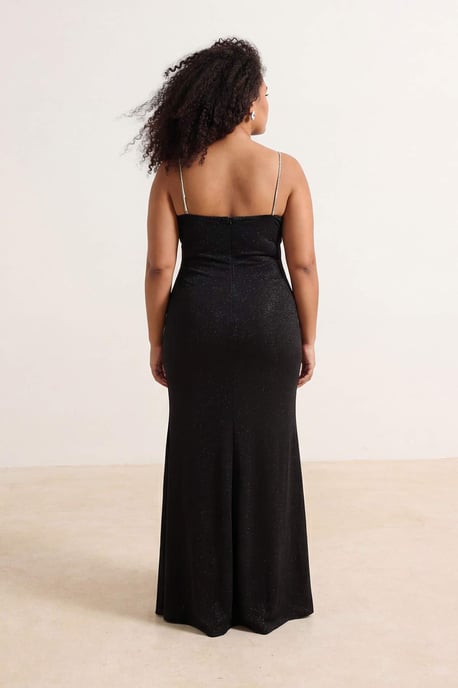 Trendyol Curve Damen Schwarz Einfarbig Maxi Ärmellos Elegant/Abend A-Linie Große Größen Kleid - Image 2