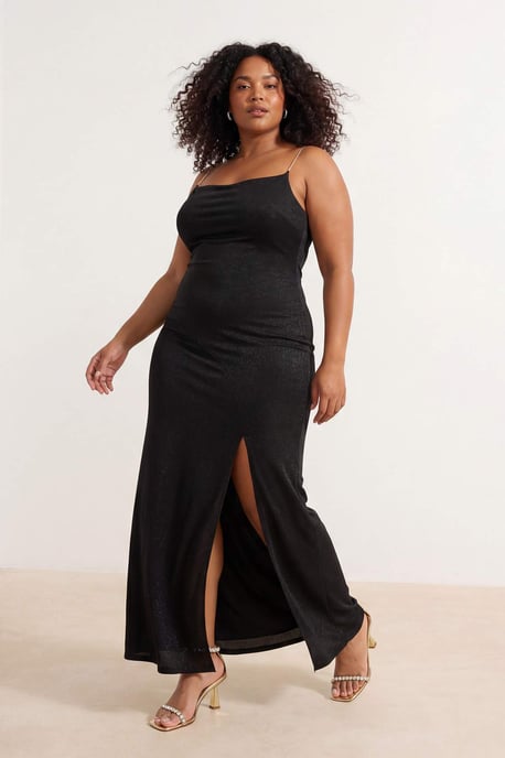 Trendyol Curve Damen Schwarz Einfarbig Maxi Ärmellos Elegant/Abend A-Linie Große Größen Kleid - Image 6