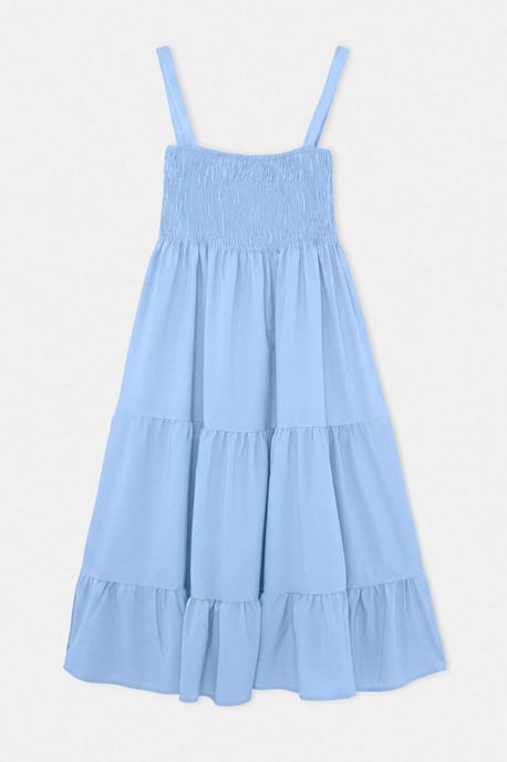 Trendyol Curve Einfarbiges Skaterkleid, midi, ärmellos, große Größen - Blau - Image 4