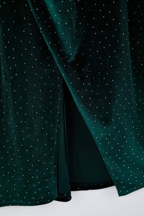 Trendyol Curve Damen Grün Einfarbig Midi Lang Party A-Linie Große Größen Kleid - Image 3