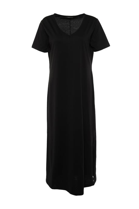 Trendyol Curve Damen Schwarz Einfarbig Midi Kurz Casual Gerade Große Größen Kleid - Image 5