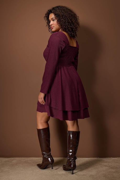 Trendyol Curve Damen Lila Einfarbig Kurz / Mini Lang Casual Skater Große Größen Kleid - Image 3