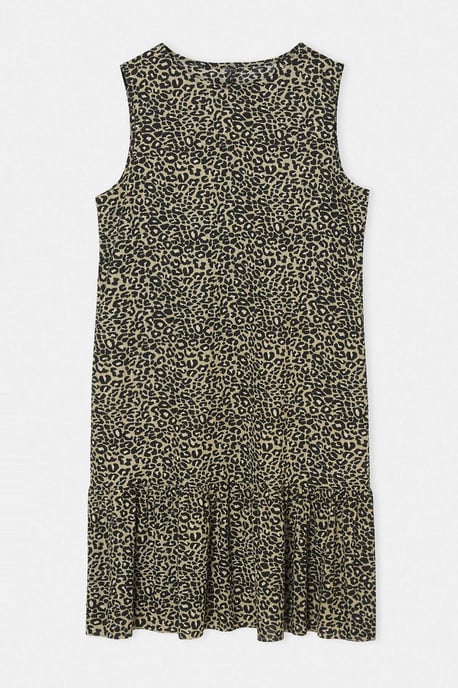 Trendyol Curve Damen Grün Gepunktet Kurz / Mini Ärmellos Casual Gerade Große Größen Kleid - Image 3