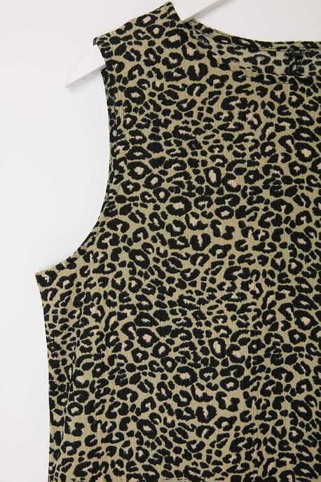 Trendyol Curve Damen Grün Gepunktet Kurz / Mini Ärmellos Casual Gerade Große Größen Kleid - Image 4