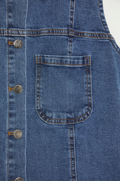 Trendyol Curve Damen Blau Einfarbig Kurz / Mini Ärmellos Casual Gerade Große Größen Kleid - Image 5