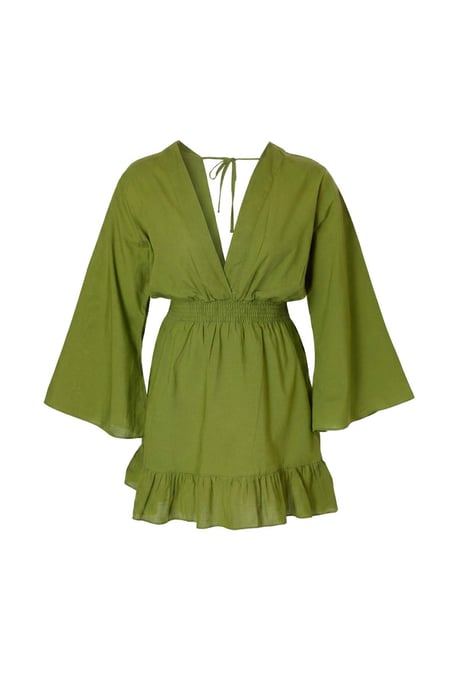 Trendyol Curve Damen Grün Einfarbig Kurz / Mini Lang Strandmode Skater Große Größen Kleid - Image 3