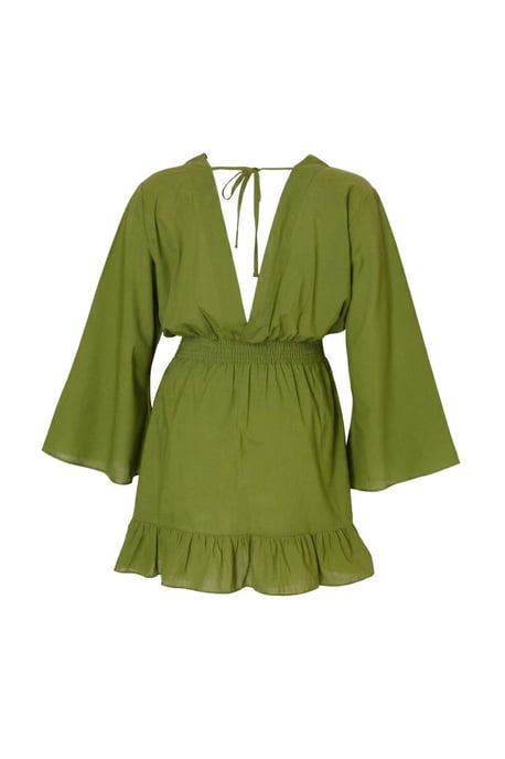 Trendyol Curve Damen Grün Einfarbig Kurz / Mini Lang Strandmode Skater Große Größen Kleid - Image 5