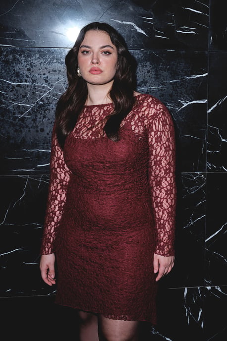 Trendyol Curve Damen Lila Einfarbig Kurz / Mini Lang Casual A-Linie Große Größen Kleid - Image 1