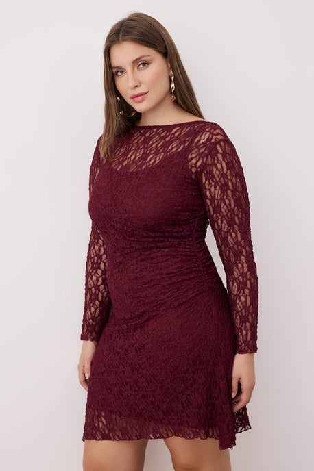Trendyol Curve Damen Lila Einfarbig Kurz / Mini Lang Casual A-Linie Große Größen Kleid - Image 2