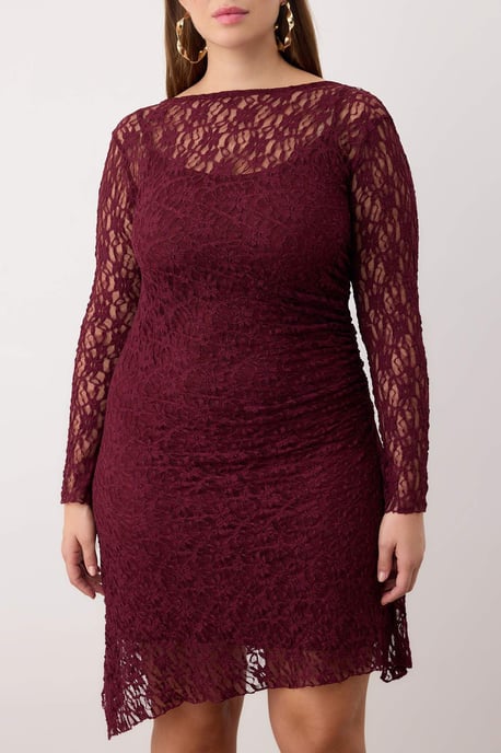 Trendyol Curve Damen Lila Einfarbig Kurz / Mini Lang Casual A-Linie Große Größen Kleid - Image 3