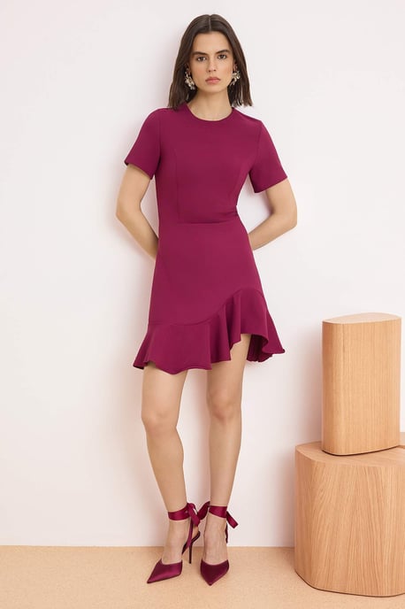 TRENDYOLMİLLA Damen Lila Einfarbig Kurz / Mini Kurz Skater Kleider - Image 4